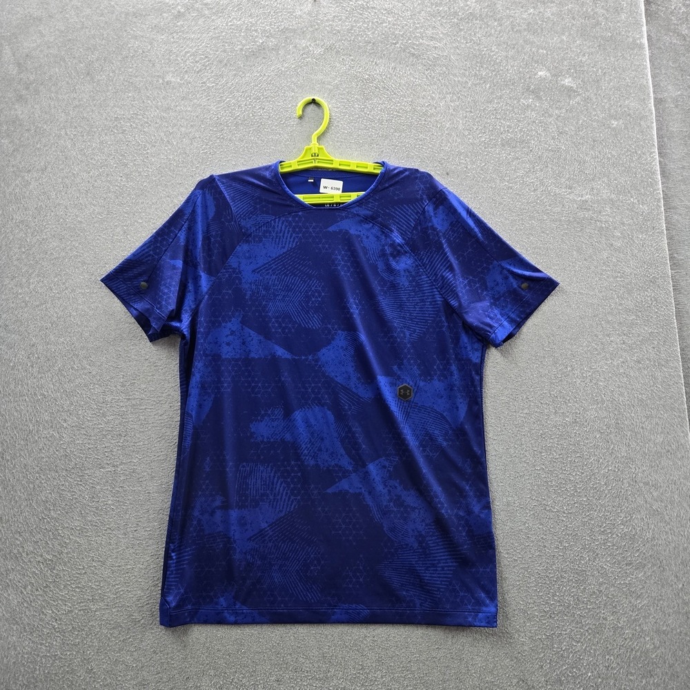 Under Armour Men Shirt LG/G/G Blue Geometric UA Rush Heatgear CELLIANT